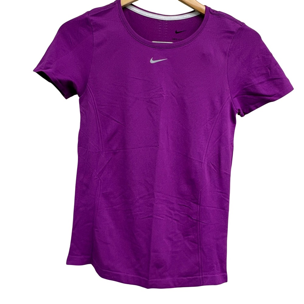 Nike Womens Dri-FIT ADV Slim Fit Training Shirt Purpleโ Short Sleeve Medium